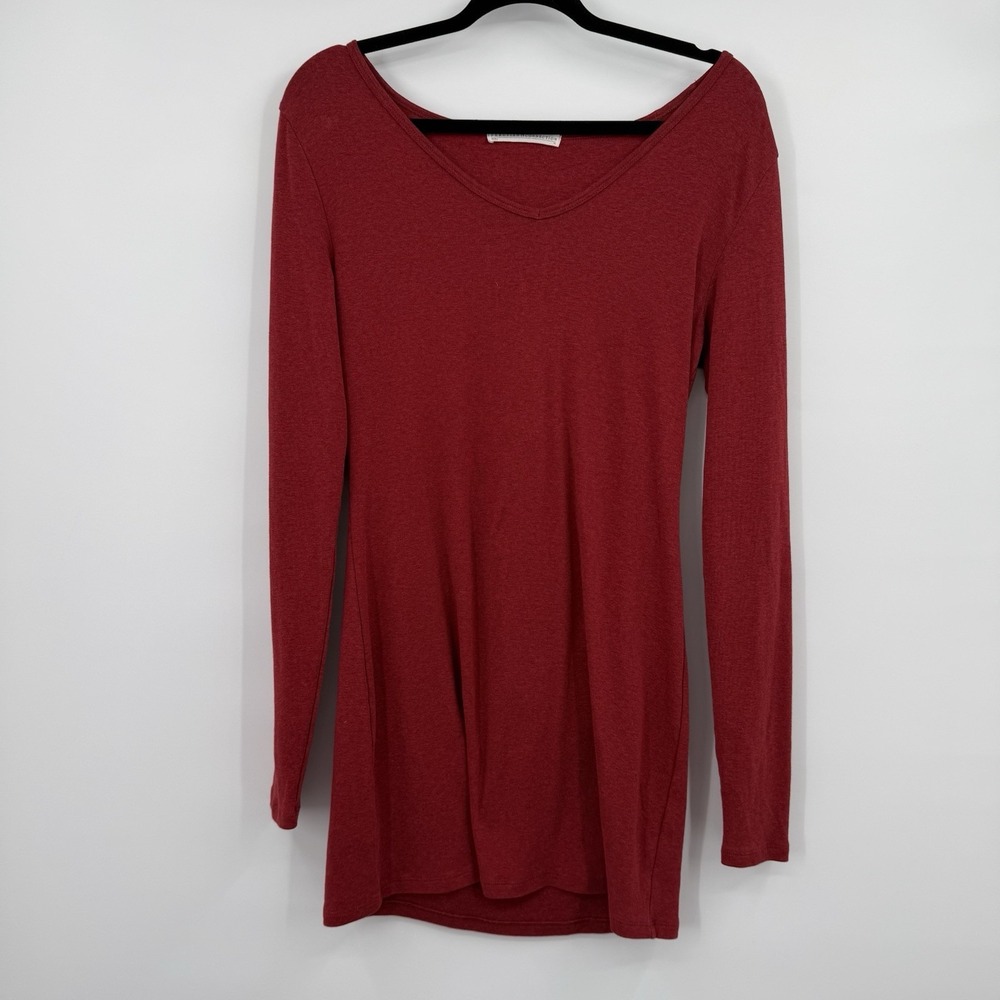 Peruvian Connection Dress Womens Medium Red Short Pima Cotton Long Sleeve